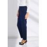 Pantalon taille élastiqué coton femme senior coloris marine profil