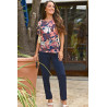 Pantalon taille élastiqué coton femme senior coloris marine tenue