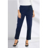 Pantalon taille élastiqué coton femme senior coloris marine
