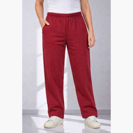 jogging droit femme grande taille coloris bordeaux molleton coton