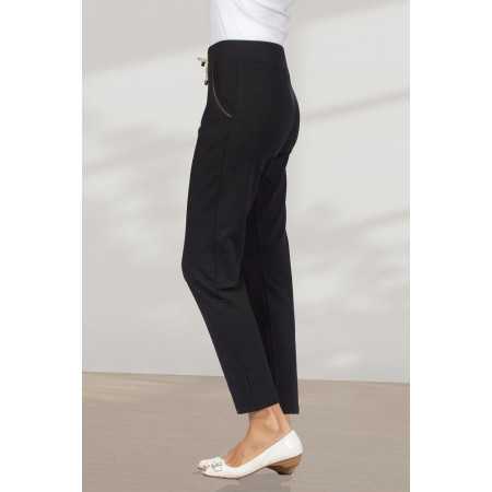 Legging élastiqué lien ceinture femme senior coloris noir profil