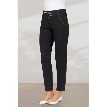 Legging élastiqué lien ceinture femme senior coloris noir profil