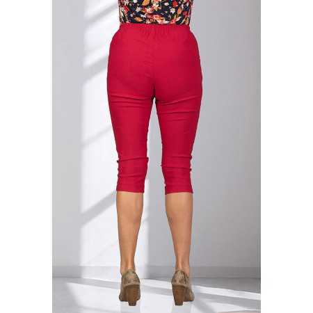 Corsaire court ceinture élastique femme senior coloris framboise dos