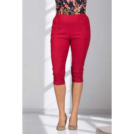 Corsaire court ceinture élastique femme senior coloris framboise