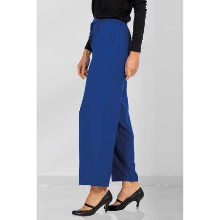 Pantalon fluide facile à enfiler femme senior coloris bleu profil