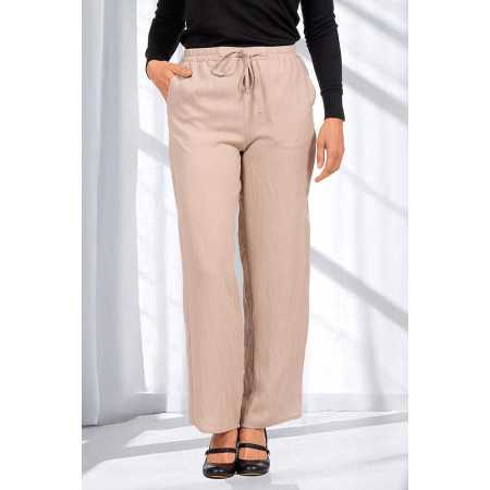 Pantalon fluide facile à enfiler femme senior coloris beige