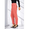 Pantalon fluide droit ceinture élastiquée femme senior coloris saumon profil