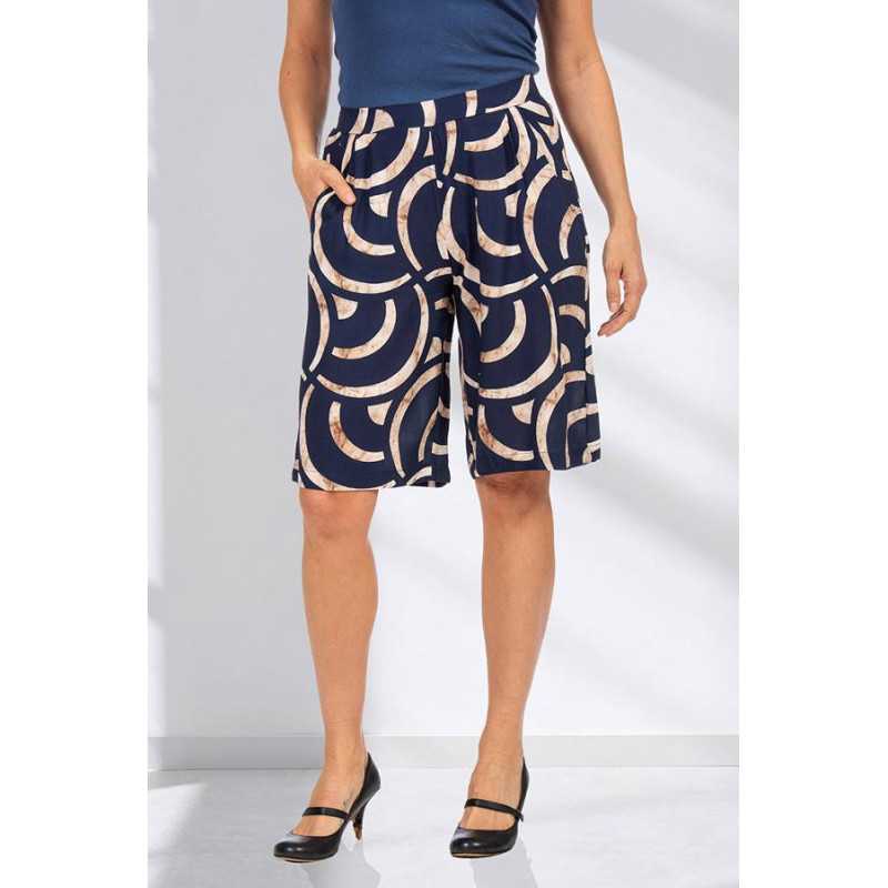 Short ample taille élastiquée confort femme senior motifs