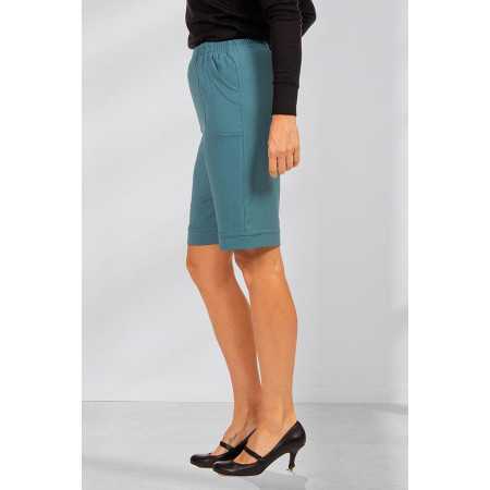 Short crépon taille élastiquée femme senior coloris lagon profil