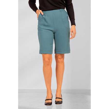 Short crépon taille élastiquée femme senior coloris lagon