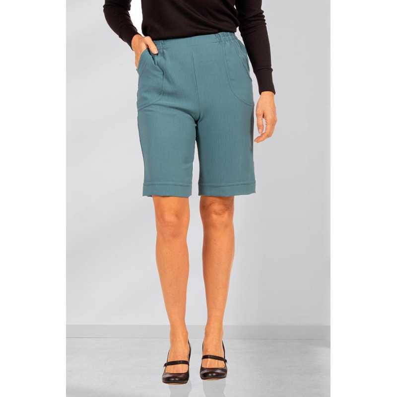 Short crépon taille élastiquée femme senior coloris lagon