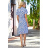 Robe pratique à enfiler femme 3 boutons coloris bleu fleuri dos