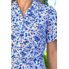 Robe pratique à enfiler femme 3 boutons coloris bleu fleuri détail