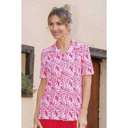 chemisier rouge motifs fluide facile à enfiler femme senior
