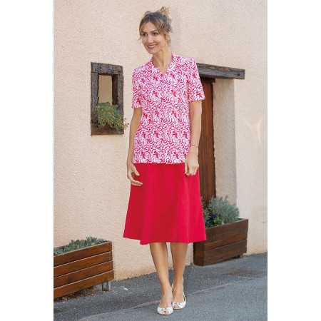 chemisier rouge motifs fluide facile à enfiler femme senior tenue