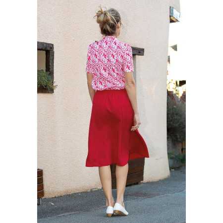 chemisier rouge motifs fluide facile à enfiler femme senior dos