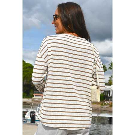 top col V marinière coloris beige femme senior dos