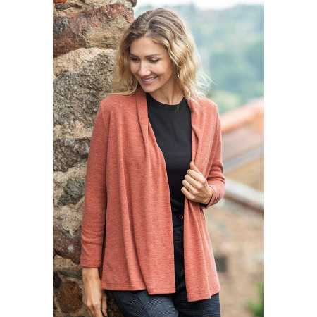 cape gilet ouvert femme senior facile à enfiler coloris brique