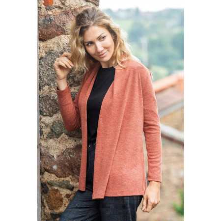 cape gilet ouvert femme senior facile à enfiler coloris brique