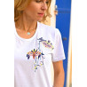 Top blanc manches courtes femme senior broderie