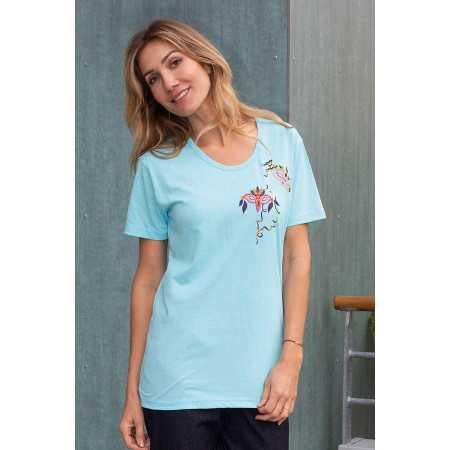 top bleu mc femme broderie