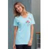 top bleu mc femme broderie