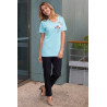 top bleu mc femme broderie tenue