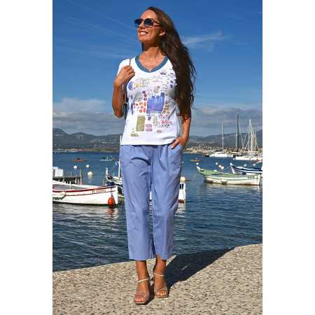 T-shirt femme senior âgée 100% coton imprimé fantaisie