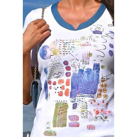 T-shirt femme senior âgée 100% coton imprimé fantaisie