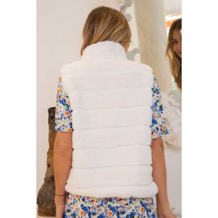 gilet moumoute sherpa blanc femme senior facile à enfiler  dos