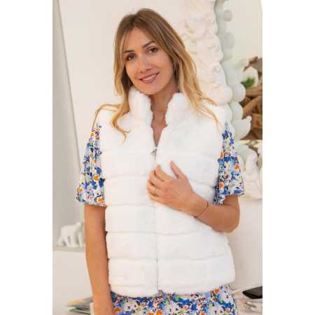gilet moumoute sherpa blanc femme senior facile à enfiler