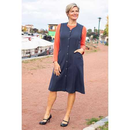 Robe chasuble coloris marine femme senior