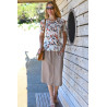 Top t-shirt blanc motifs orange femme senior  tenue