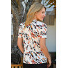 Top t-shirt blanc motifs orange femme senior dos