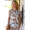 Top t-shirt blanc motifs orange femme senior