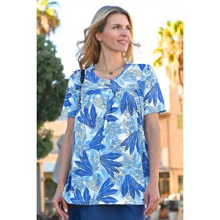 Tunique ample poitrine forte femme senior coloris bleu