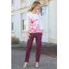 Tee-shirt manches longues femme senior confortable motif rose tenue