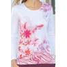 Tee-shirt manches longues femme senior confortable motif rose zoom