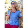Pull à rayures manches courtes femme senior bleu et rouge