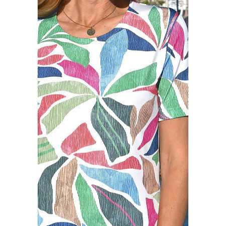 Tee-shirt manches courtes motifs colorés femme senior zoom