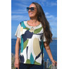 Tee-shirt imprimé géométrique pour femme senior - manches courtes