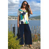 Tee-shirt imprimé géométrique pour femme senior - manches courtes