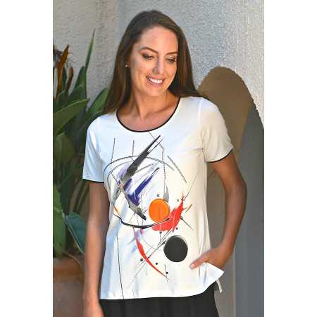 Tee-shirt fleuri femme tailles 38 à 60 - manches courtes - senior