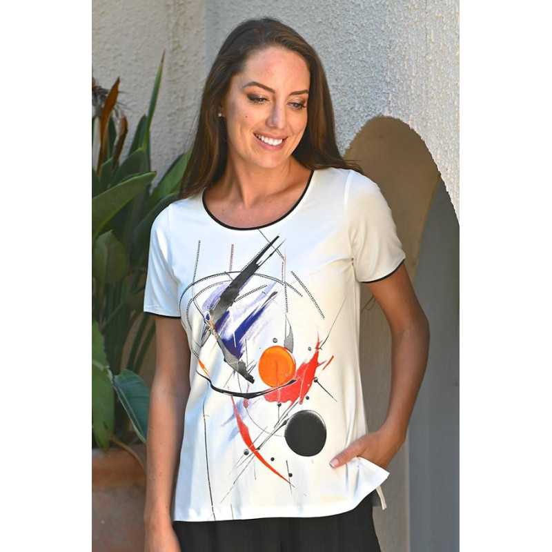Tee-shirt fleuri femme tailles 38 à 60 - manches courtes - senior