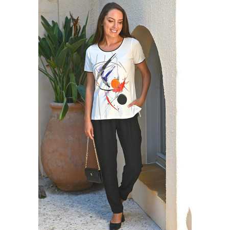 Tee-shirt fleuri femme tailles 38 à 60 - manches courtes - senior