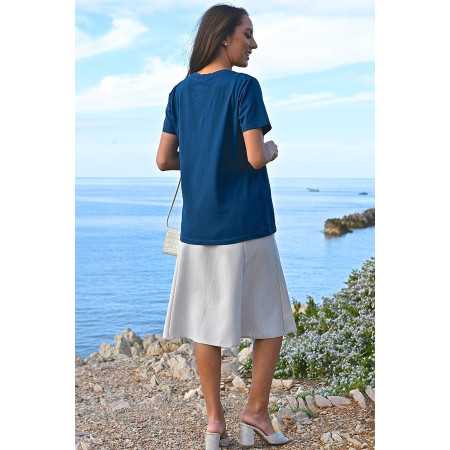 Tee-shirt motif coeur femme senior - manches courtes - coton