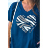 Tee-shirt motif coeur femme senior - manches courtes - coton