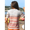 pull rayé manches courtes femme senior / âgée  col rond