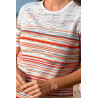pull rayé manches courtes femme senior / âgée  col rond