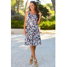 Robe sans manches fleurie bleue confortable pour femme senior
